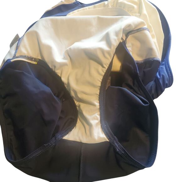 Lands' End Sport Size 14 Blue White Striped Criss Cross Back Swimsuit - Picture 5 of 8